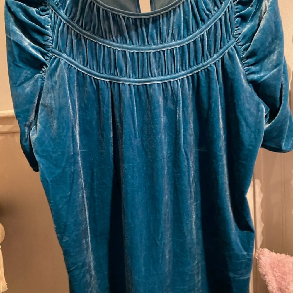 THML teal velour top, size large nwot